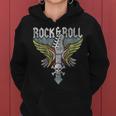 Rock Guitar Music Lover Vintage Guitarist Band Wings Skull Women Hoodie