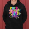 Rock The Staar Test Testing Day Retro Groovy Teacher Stars Women Hoodie