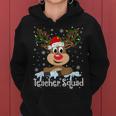 Teacher Squad Reindeer Christmas Pajamas Teacher Xmas Lights Women Hoodie