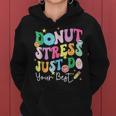 Test Day Donut Stress Just Do Your Best Groovy Teacher Women Hoodie