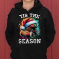Tis The Season Football Mom Christmas Santa Hat Colorful Women Hoodie