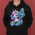 Unicorn Mermaid 4Th Birthday 4 Year Old Party Girls Outfit Women Hoodie
