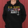 Us Proud Navy Aunt With American Flag Military Veteran Women Hoodie
