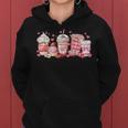 Valentines Day Pink Coffee Cups Latte Iced Cream Cute Hearts Women Hoodie