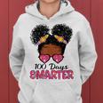 100 Days Smarter Black Girl Messy Bun 100Th Day Of School Women Hoodie