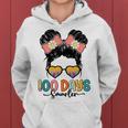 Cute 100Th Day Of School Girls Messy Bun 100 Days Smarter Women Hoodie