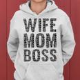 Damen Spüche Damen Wife Mom Boss Muttertag Geschenk Mama Mutter Mit-Ausschnitt Kapuzenpullover für Damen