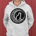 Drawing Cat Sitting On Crescent Moon Flowers Stars Women Women Hoodie