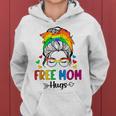 Free Mom Hugs Messy Bun Rainbow Gay Trans Pride Mother Day Women Hoodie
