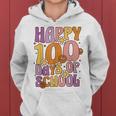 Happy 100 Days Of School For Teachers Retro Groovy 70S Women Hoodie