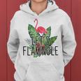 Let's Flamingle Hawaiian Tropical Floral Print Flamingo Women Hoodie