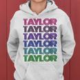 Personalized First Name Taylor Girl Groovy Retro Pink Women Hoodie