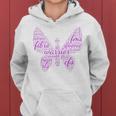 Purple Butterfly Fibro Warrior Awareness Word Cloud Spoonie Women Hoodie