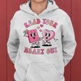 Retro Read Your Heart Out Valentine's Day Teacher Book Lover Women Hoodie