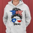 Texas State Flag Sunglasses Mom Messy Bun Hair Girl Women Hoodie