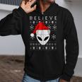 Alien Santa Christmas Believe Ugly Christmas Sweater Zip Up Hoodie