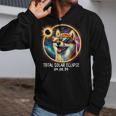 Solar Eclipse Shiba Inu Wearing Glasses Pet April 8 2024 Zip Up Hoodie