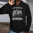 Uss Missouri Bb 63 Front Zip Up Hoodie