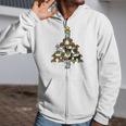 Dog Christmas Tree Holly Mistletoe Star Birth Jesus Savior Zip Up Hoodie