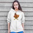 Cute Save A Turkey Eat Pizza Thanksgiving Kids Adult V Zip Up Hoodie