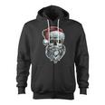 Skull Santa With Beard Skeleton Santa With Beard Zip Up Hoodie