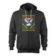 Ugly Christmas Sweater Kids Jesus Skiing Zip Up Hoodie