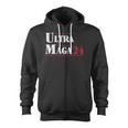Ultra Maga Retro Style Red And White Text Zip Up Hoodie