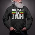 Blessed By Jah Rasta Reggae Graphic Jah Bless Print Zip Up Hoodie