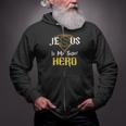 Cool Faith Based Jesus Is My Super Hero Christmas Zip Up Hoodie