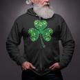 Cute Irish Shamrock Dog Paw Heart St Patrick's Day Zip Up Hoodie