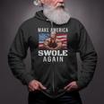 Mens Make America Swole Again Trump Lifting Zip Up Hoodie