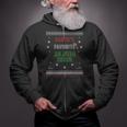 Santa's Favorite Jiu Jitsu Coach Ugly Sweater Christmas Zip Up Hoodie