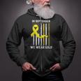 In September We Wear Gold Yellow Childhood Cancer Awareness Zip Up Hoodie