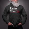 Ultra Maga Retro Style Red And White Text Zip Up Hoodie