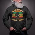 Vintage Bigfoot Stole My Weed 420 Marijuana Men Zip Up Hoodie