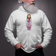 Jesus Riding A Pink Unicorn Christmas Easter Zip Up Hoodie