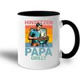 Hinsetzen Papa Grillt Bbq Spruch Tasse Zweifarbig