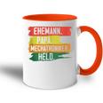 Herren Ehemann Papa Mechatroniker Heldateratertag Geschenk Tasse Zweifarbig