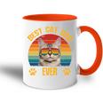 Lustige Katzeatertag Retrointage Papa Best Cat Dad Ever Tasse Zweifarbig