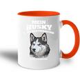 Mein Husky Hört Excellent Es Ist Im Nur Egal Gassi Tasse Zweifarbig