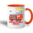 Mein Papa Ist Ein Richtig Cooler Fireman Tasse Zweifarbig