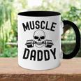 Damen Muscle Daddy Gewichtheber Skelett Langhantel Papa Workout Mit-Ausschnitt Tasse Zweifarbig