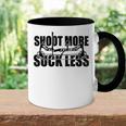 Damen Shoot More Suck Less Lustige Jagdliebhaber Hunter Papa Ehemann Mit-Ausschnitt Tasse Zweifarbig