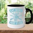 Eat More Fast Food Lustiger Hirsch Jagd Papa Witz Raglan Tasse Zweifarbig