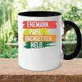 Herren Dachdecker Papa Ehemann Held Dachdeckeratertagater Raglan Tasse Zweifarbig