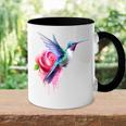 Kolibri-Kunst Rose Tier Bunte Grafik Kolibri Tasse Zweifarbig