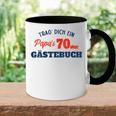 Trag Dich Ein Papas 70 Gästebuch Papa Geschenk Geburtstag Mit-Ausschnitt Tasse Zweifarbig