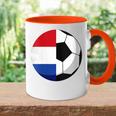 Damen Niederlande Flagge Niederländischer Papa Fußballtorwart Mit-Ausschnitt Tasse Zweifarbig