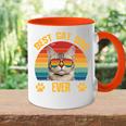 Lustige Katzeatertag Retrointage Papa Best Cat Dad Ever Tasse Zweifarbig