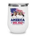 Funny Basset Hound With Us American Flag 4Th Of July Wine Tumbler